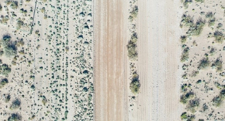 Franja aérea revegetada vista con dron